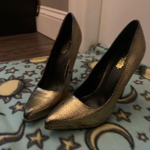 High Heels Shine Dress Gold Fancy Cute Pumps